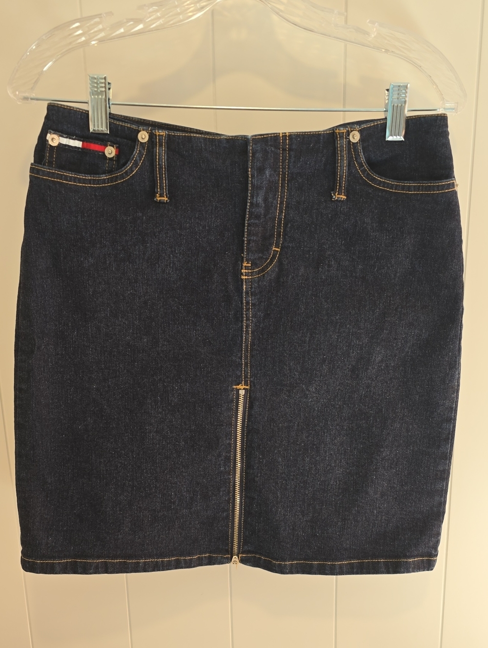 Tommy Hilfiger Dark Blue Denim Mini Skirt with Front Zipper